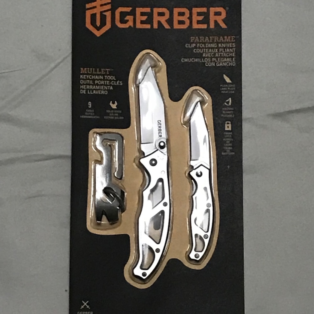 GERBER KNIFE SET (2 KNIVES + MULLET KEYCHAIN MULTITOOL)